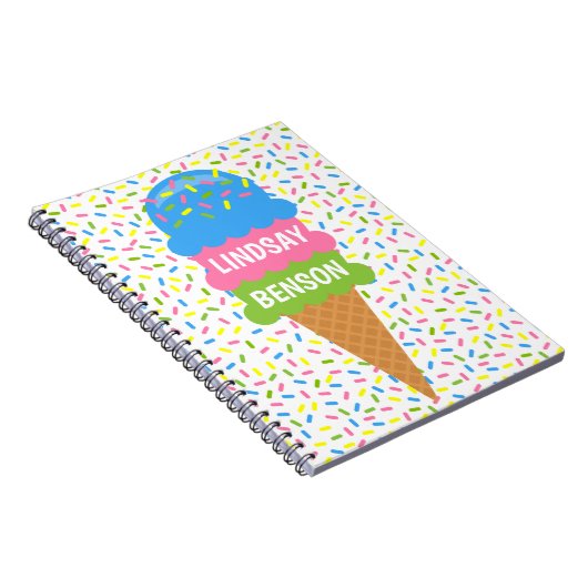 Sprinklen Ice Cream Cone Personalisiertes Notebook Notizblock (Rechte Seite)