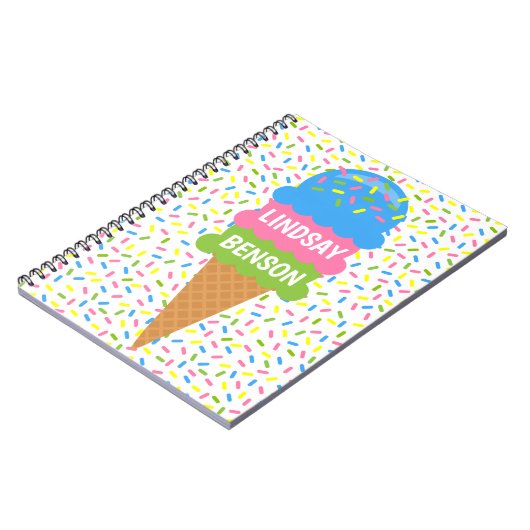 Sprinklen Ice Cream Cone Personalisiertes Notebook Notizblock (Linke Seite)