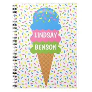 Sprinklen Ice Cream Cone Personalisiertes Notebook Notizblock
