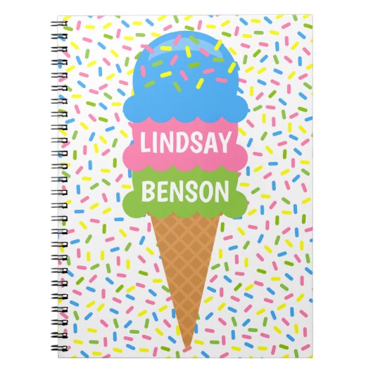Sprinklen Ice Cream Cone Personalisiertes Notebook Notizblock (Vorderseite)