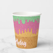 Sprinklen und Regenbogen Sherbet Eiscreme Geburtst Pappbecher (Rückseite)