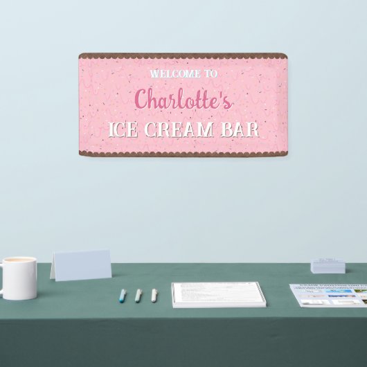 Sprinklen und rosa Eiscreme Banner (Messe)