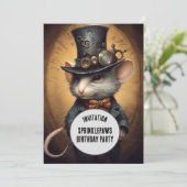 Sprinklepaws Steampunk Animal Individuelle Name Einladung (Stehend Vorderseite)