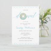 Sprinkler Donut Script Baby Dusche Invitation_Blue Einladung (Stehend Vorderseite)