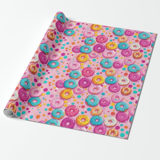 Sprinkler Genuss Donut Wrapping Papier Geschenkpapier (Ungerollt)
