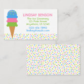 Sprinkler Ice Cream Cone Business Calling Cards Visitenkarte (Vorne/Hinten)