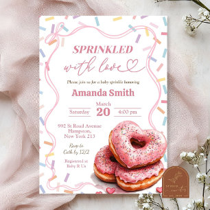 Sprinkler Liebe Rosa Donut Babydusche Einladung