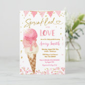 Sprinkler Liebe Rosa Eis Creme Babydusche Einladung (Stehend Vorderseite)
