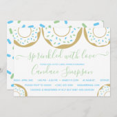 Sprinkler mit Liebe Baby Sprinkle Blue Green Einladung (Vorne/Hinten)