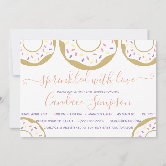 Sprinkler mit Liebe Baby Sprinkle pinkviolett Einladung (Vorderseite)