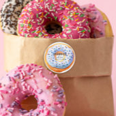 Sprinkler mit Liebe-Blau-Donut-Babydusche Runder Aufkleber