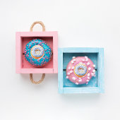 Sprinkler mit Liebe-Blau-Donut-Babydusche Runder Aufkleber