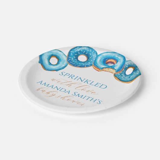 Sprinkler mit Liebe Donut Baby Dusche Teller (Schrägansicht)