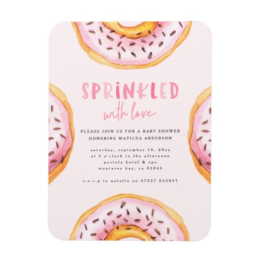 Sprinkler mit Liebe Donut Babydusche Magnet (Vertikal)