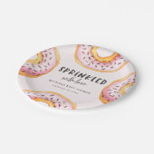 Sprinkler mit Liebe Donut Babydusche Pappteller (Schrägansicht)