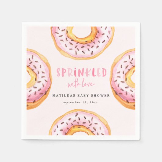 Sprinkler mit Liebe Donut Babydusche Serviette (Vorderseite)