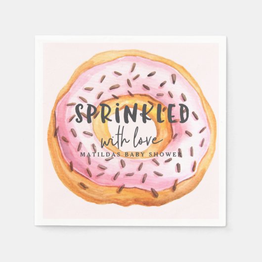 Sprinkler mit Liebe Donut Babydusche Serviette (Vorderseite)