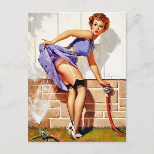 Sprinkler Pin-Up Postkarte (Vorderseite)