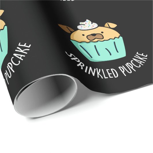 Sprinkler Pupcake Puppy Cupcake Pun Dark BG Geschenkpapier (Rolleneckpunkt)