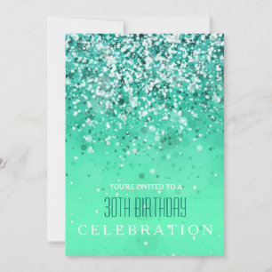 Sprinklerendes Joy Modern Aqua Green Glitzer Party Einladung