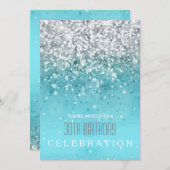 Sprinklerfreulich Modernes Aqua Glitzer Party Einladung (Vorne/Hinten)
