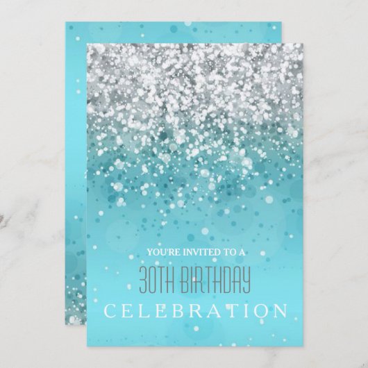 Sprinklerfreulich Modernes Aqua Glitzer Party Einladung (Vorne/Hinten)