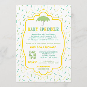 Sprinkles Baby Dusche lädt grün gelb aquamarin ein Einladung
