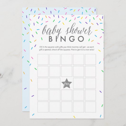 Sprinkles Baby Shower Bingo Game Card Programm (Vorne/Hinten)