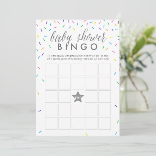 Sprinkles Baby Shower Bingo Game Card Programm (Stehend Vorderseite)