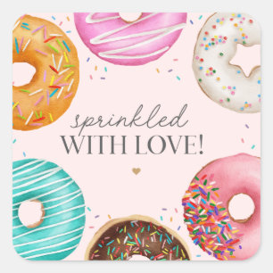 Sprinkles Donut Baby Sprinkle Gastgeschenk Quadratischer Aufkleber