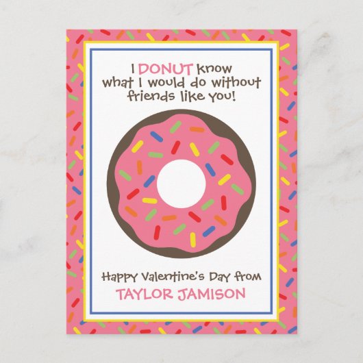 Sprinkles Donut Personalisiert Valentinskarte Postkarte (Vorderseite)