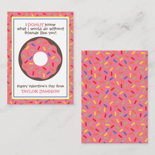 Sprinkles Donut Valentins Klassenzimmer Karten (Vorne/Hinten)
