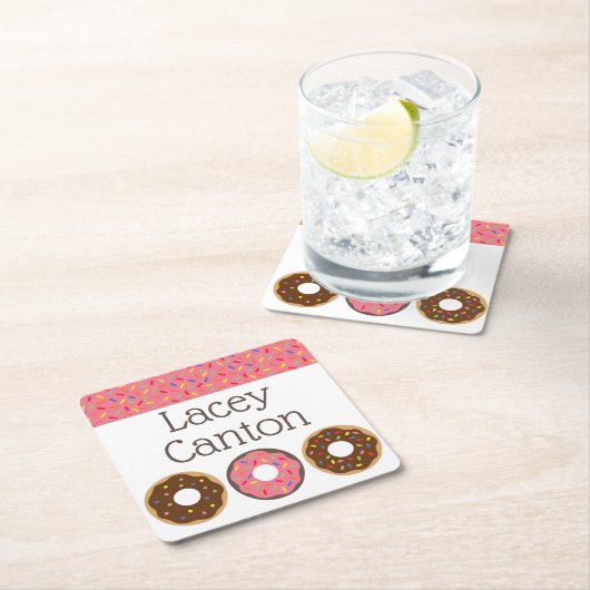 Sprinkles Donuts Personalisierte Papier-Untersetze Rechteckiger Pappuntersetzer (Vor Ort)