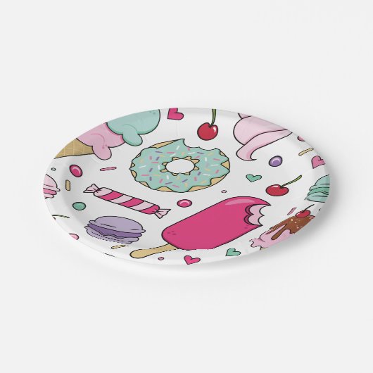 Sprinkles Eiscreme und Kuchen Geburtstag Pappteller (Schrägansicht)