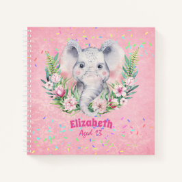 Sprinkles Elephant Boho Floral Girls NAMED Geschen Notizblock