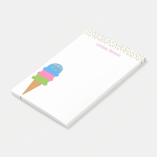 Sprinkles Ice Cream Cone Custom Post-it Notepad Klebezettel (angewinkelt)