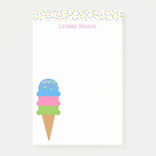 Sprinkles Ice Cream Cone Custom Post-it Notepad Klebezettel (Vorderseite)