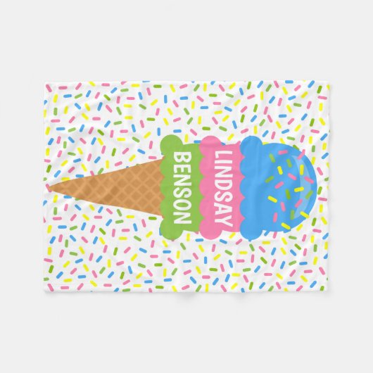 Sprinkles Ice Creme Cone Personalisiert Blanket Fleecedecke (Vorderseite (Horizontal))