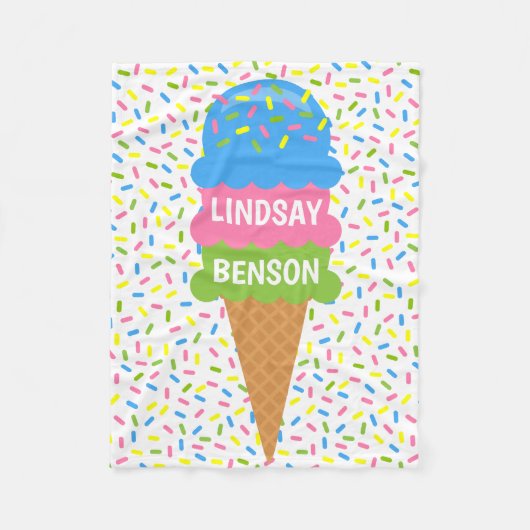 Sprinkles Ice Creme Cone Personalisiert Blanket Fleecedecke (Vorderseite)