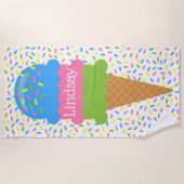 Sprinkles Ice Creme Cone Personalisiert Strandtuch (Vorderseite)