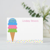 Sprinkles Ice Creme Cone Personalisierte Mitteilun Dankeskarte (Stehend Vorderseite)