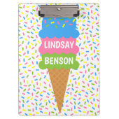 Sprinkles Ice Creme Cone Personalisierte Zwischena Klemmbrett (Vorderseite)