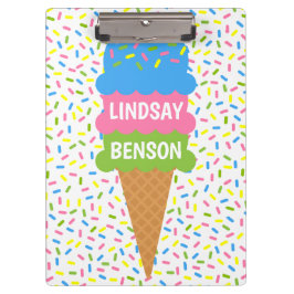 Sprinkles Ice Creme Cone Personalisierte Zwischena Klemmbrett