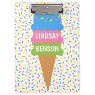 Sprinkles Ice Creme Cone Personalisierte Zwischena Klemmbrett
