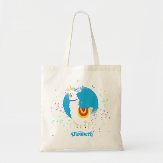 Sprinkles Llama Einhorn Girls Niedlich benennen Sp Tragetasche (Vorne)