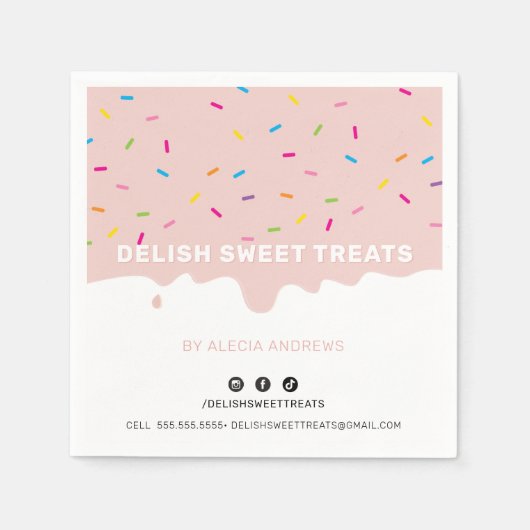 SPRINKLES moderne niedliche Zuckerguss Sprinklen r Serviette (Vorderseite)