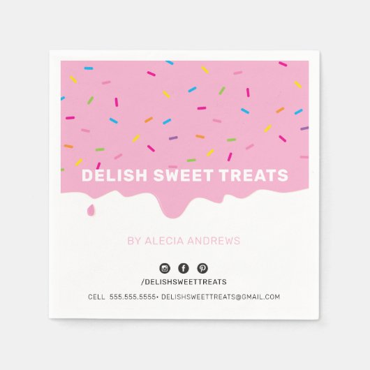 SPRINKLES Moderner niedlicher Zuckerguss Tropfen S Serviette (Vorderseite)