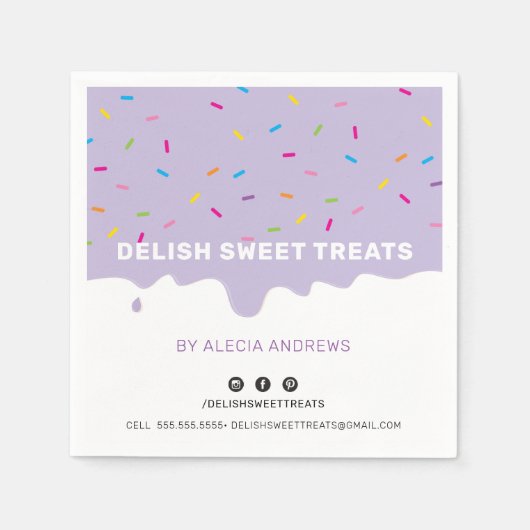 SPRINKLES Moderner Zuckerguss Tropfen Sprinklen li Serviette (Vorderseite)