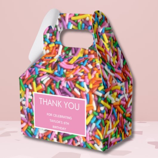 Sprinkles Rainbow Birthday Party Pink Vielen Dank Geschenkschachtel