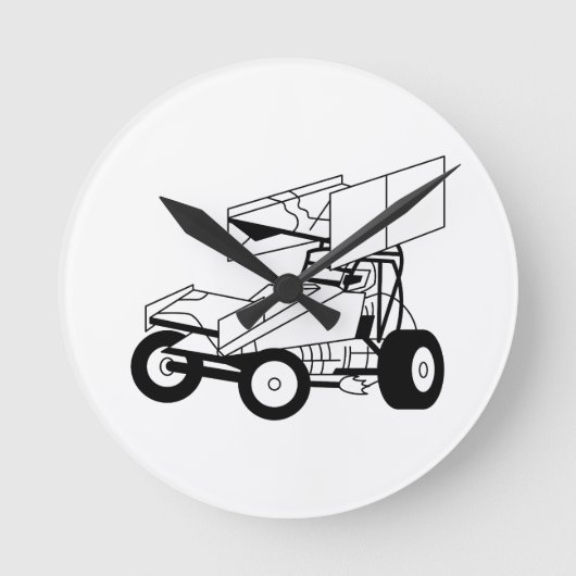 Sprint Car Kontur Runde Wanduhr (Vorderseite)